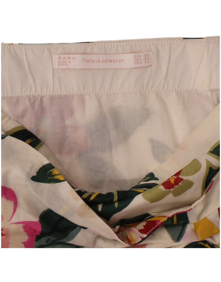 Zara Damen Minirock XS W24 Off White Floral