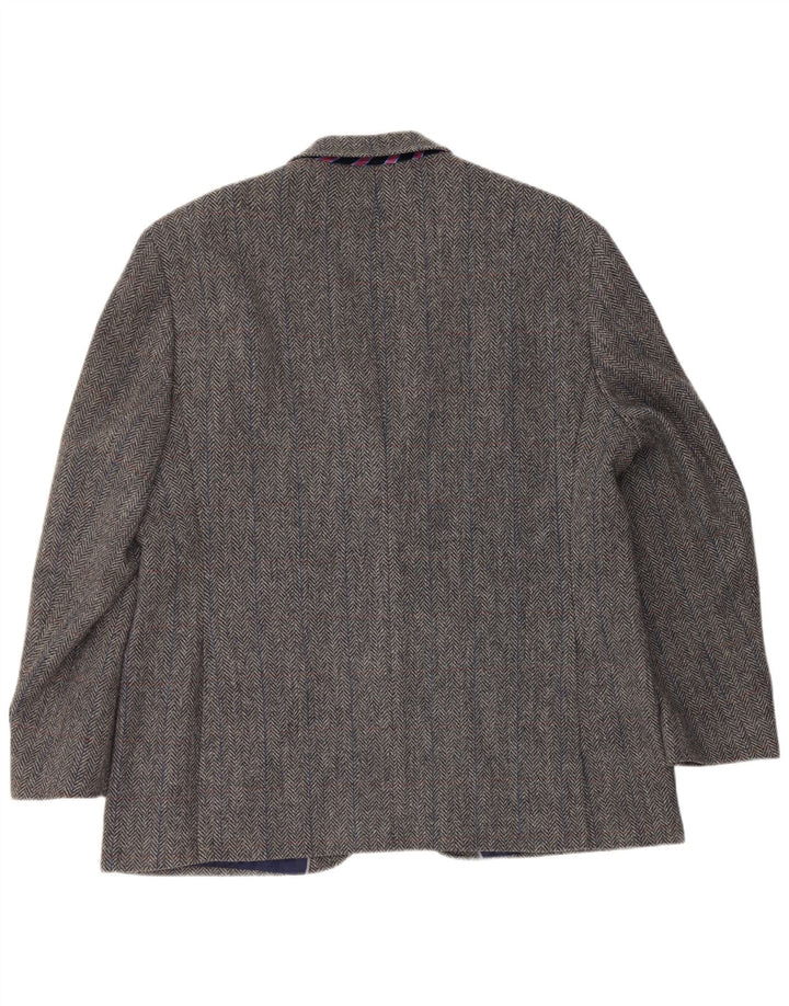 Marks & Spencer Herren-Blazer mit 2 Knöpfen, UK 46, XL, graue Wolle mit Fischgrätenmuster