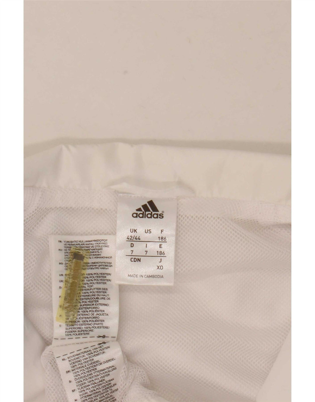Adidas Herren-Trainingsanzugoberteil, UK-Größe 42/44, großes weißes Colourblock-Polyester