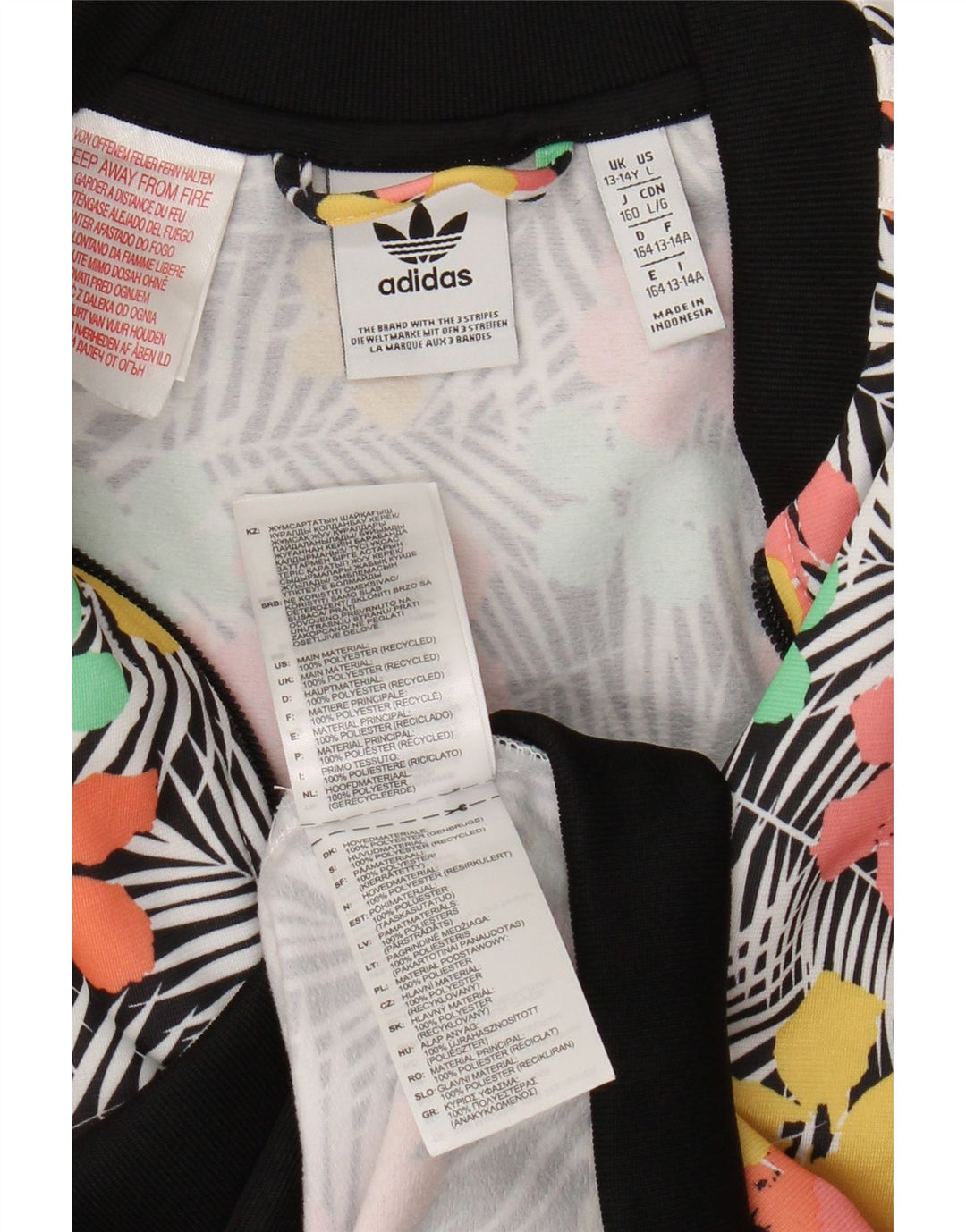 Adidas Mädchen-Trainingsanzug-Top-Jacke, 13–14 Jahre, mehrfarbig, Blumenmuster