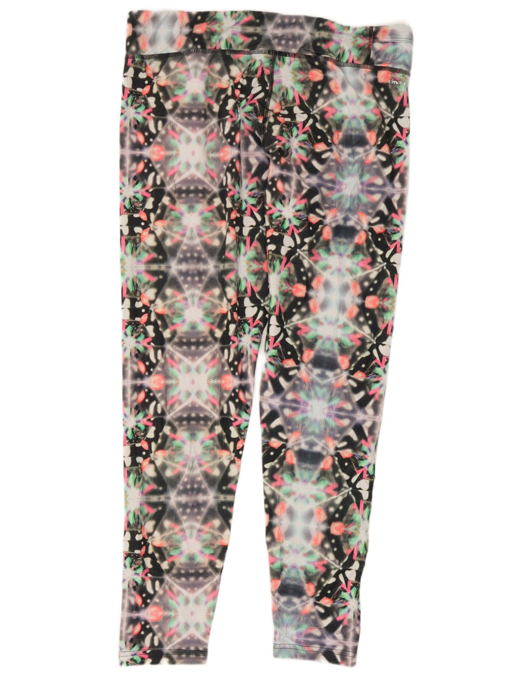 Adidas Damen Climalite Leggings UK 16/18 Großes schwarzes geometrisches Polyester