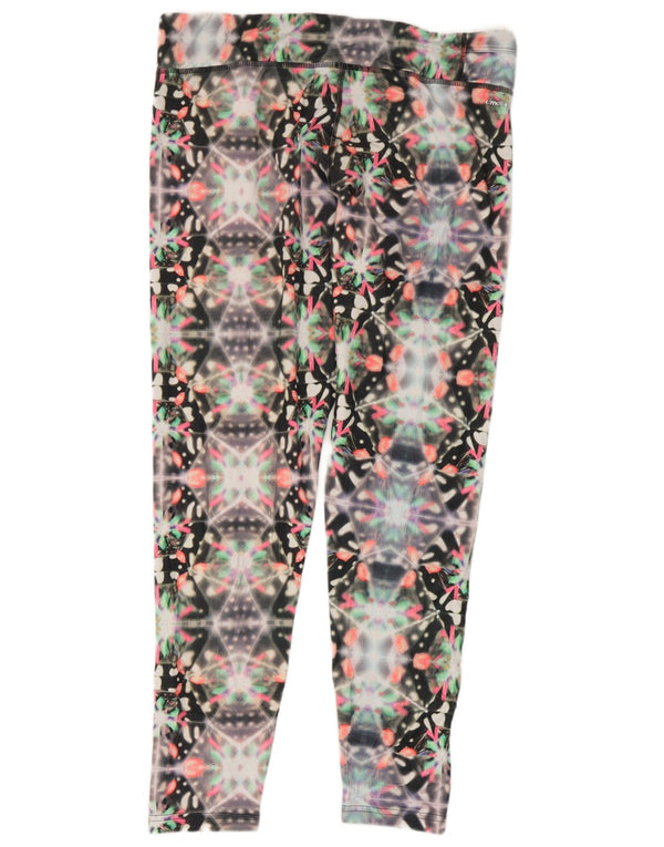 Adidas Damen Climalite Leggings UK 16/18 Großes schwarzes geometrisches Polyester