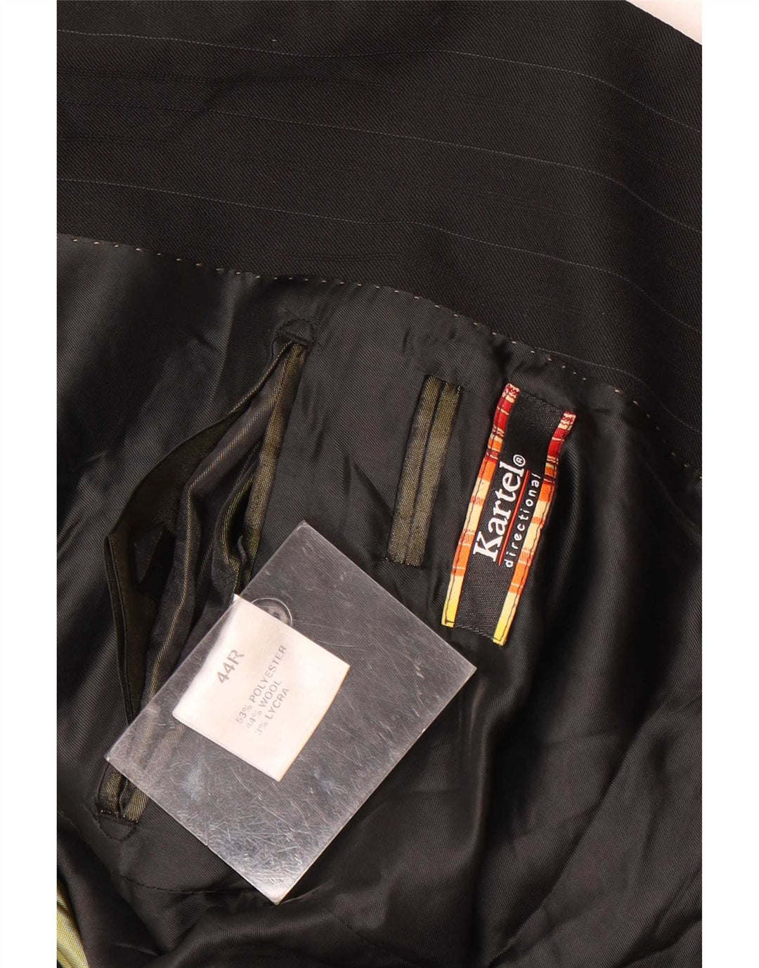 Kartel Herren-Blazer mit 2 Knöpfen, UK 44, 2XL, schwarzes Nadelstreifen-Polyester