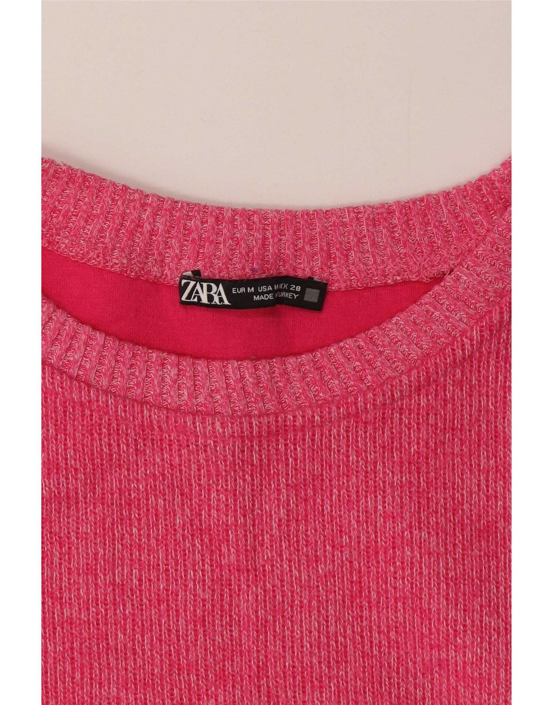 Zara Damen Crop Top Langarm UK 14 Mittelrosa