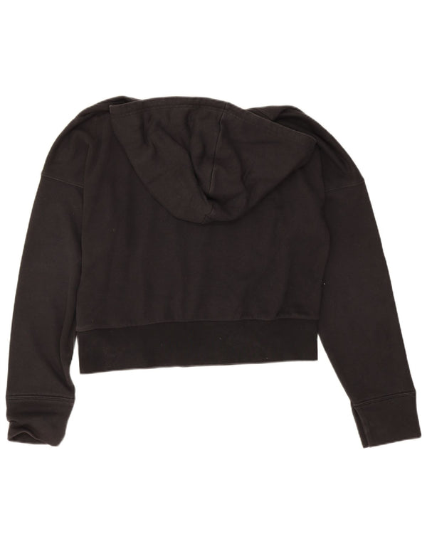 Adidas Damen Übergroßer Crop Graphic Hoodie Pullover UK 8 Small Schwarz Baumwolle