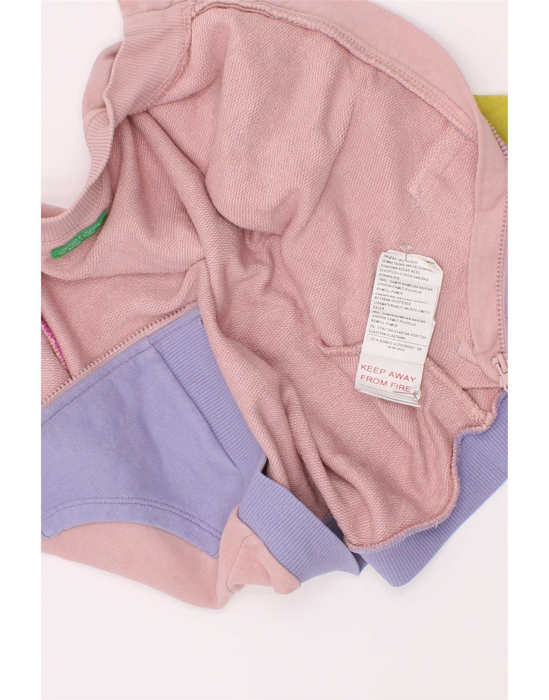 Benetton Mädchen-Trainingsanzug-Top-Jacke, 2–3 Jahre, mehrfarbig, Farbblock