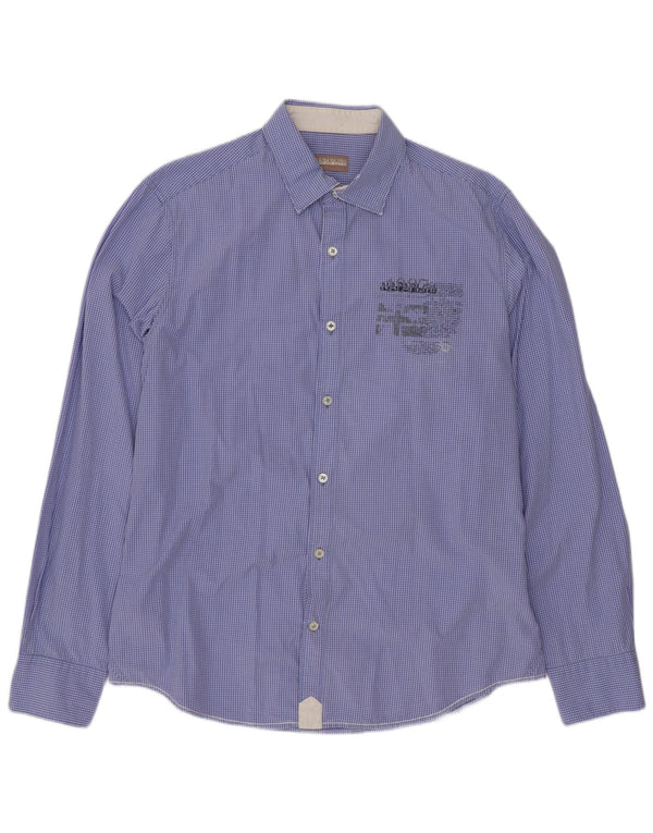 Napapijri Herren Geographic Graphic Shirt XL Blau Gingham Baumwolle
