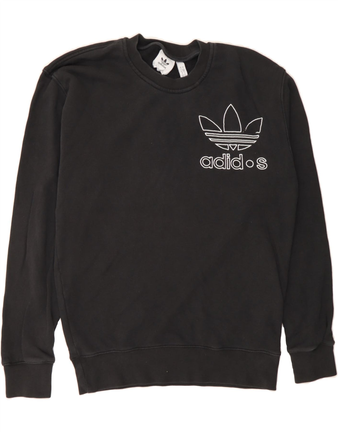 ADIDAS Mens Graphic Sweatshirt Jumper Small Black Cotton Vintage Adidas and Second-Hand Adidas from Messina Hembry 