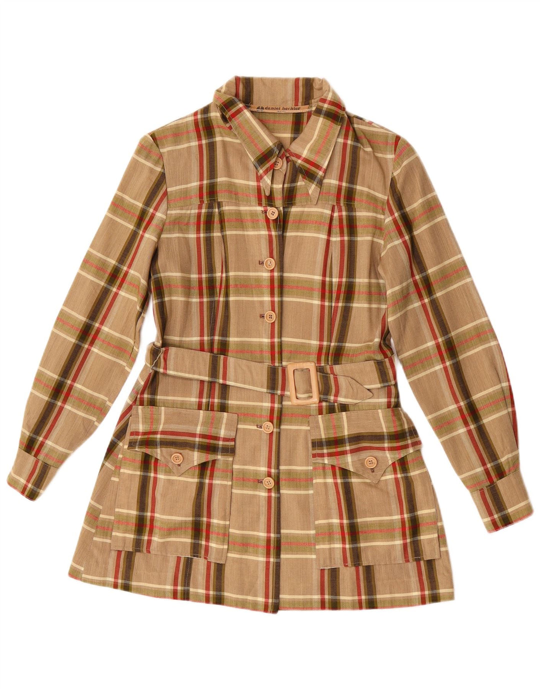 Daniel Hechter Damen Longline-Hemdbluse UK 10 Small Brown Check