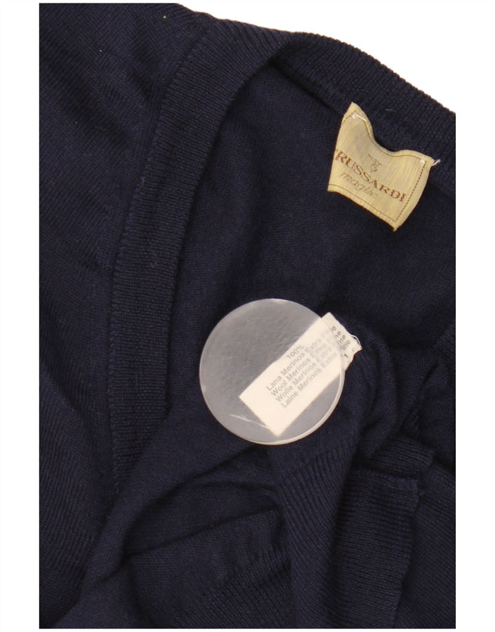 Trussardi Herren Weste Tank Top Large Marineblaue Merinowolle