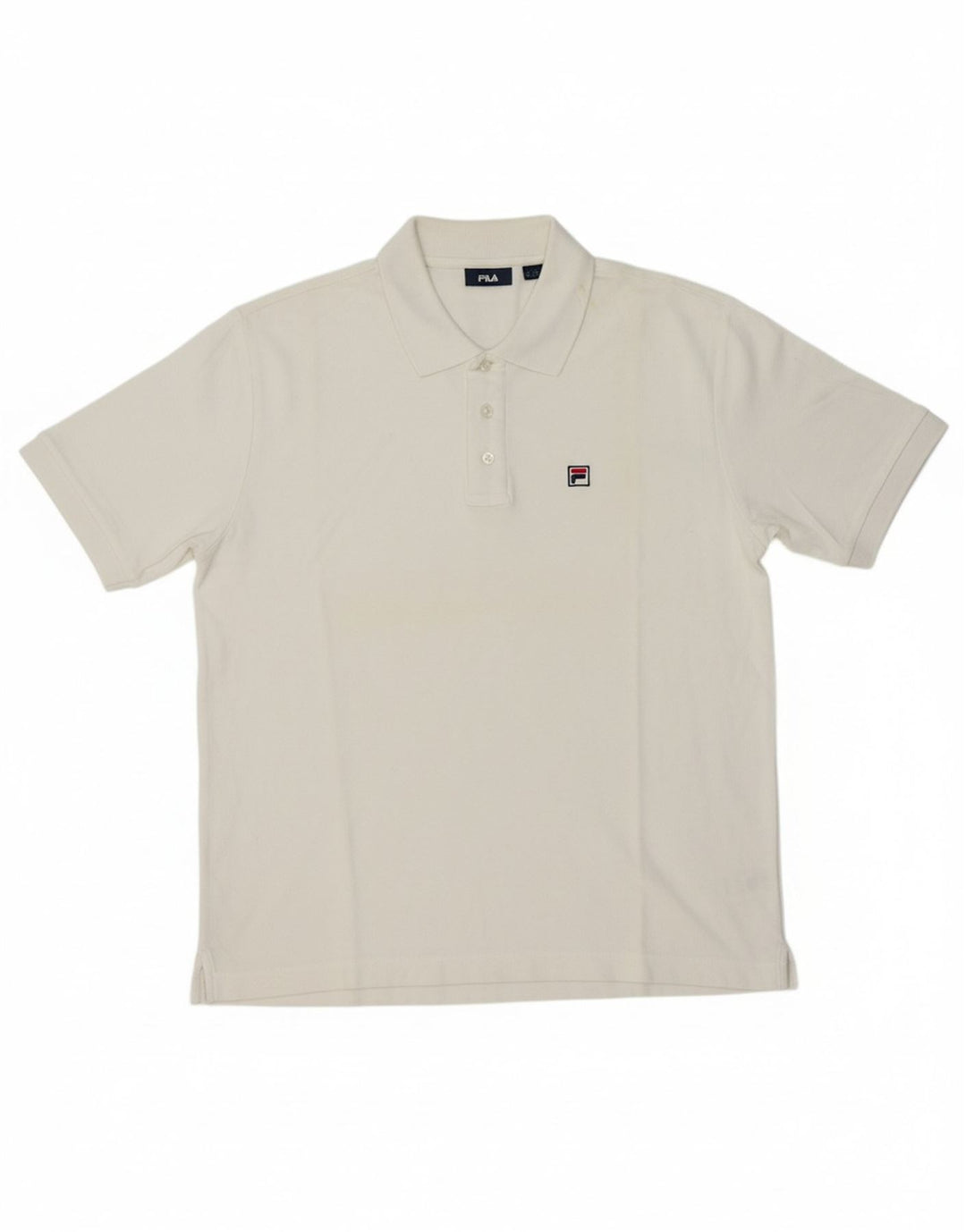 FILA Mens Polo Shirt Large White Cotton