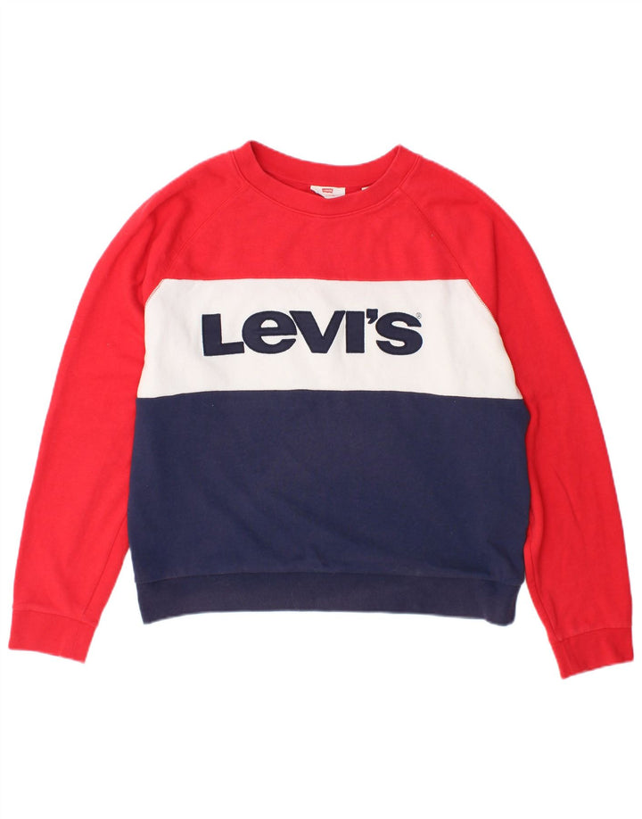 Levi's Damen-Sweatshirt-Pullover UK 16 Large Mehrfarbiger Farbblock