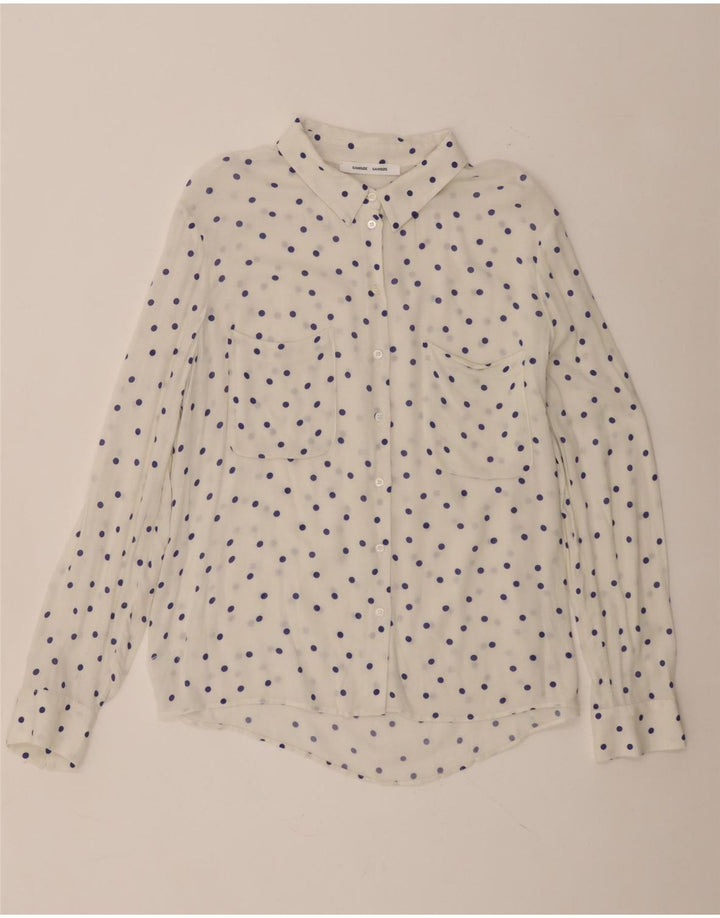 Samsoe & Womens Shirt UK 18 XL weiß gepunktete Viskose
