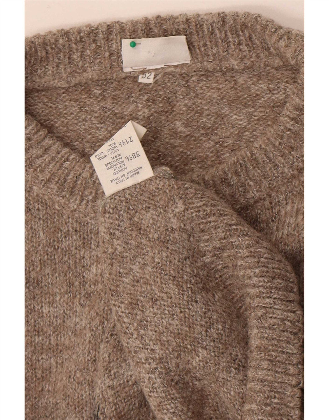 Fiume Herren-Pullover mit grafischem Rundhalsausschnitt, Größe 52, groß, braun, Farbblock
