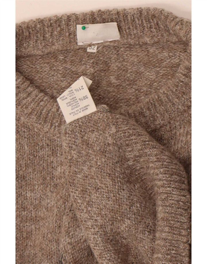Fiume Herren-Pullover mit grafischem Rundhalsausschnitt, Größe 52, groß, braun, Farbblock