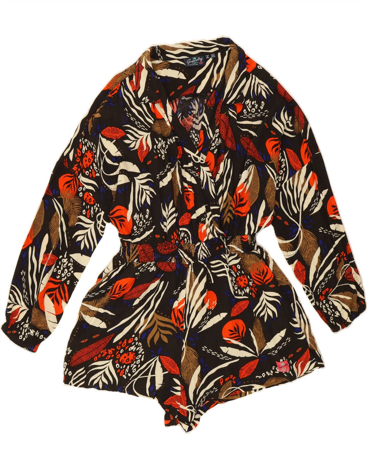 SUPERDRY Womens Long Sleeve Playsuit UK 12 Medium Multicoloured Floral Vintage Superdry and Second-Hand Superdry from Messina Hembry 