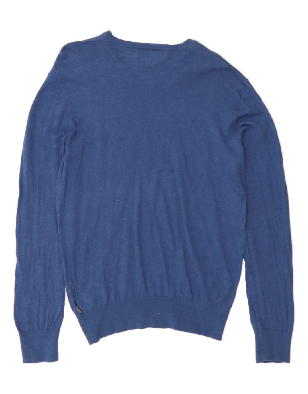 WRANGLER Mens V-Neck Jumper Sweater Large Blue Cotton Vintage Wrangler and Second-Hand Wrangler from Messina Hembry 