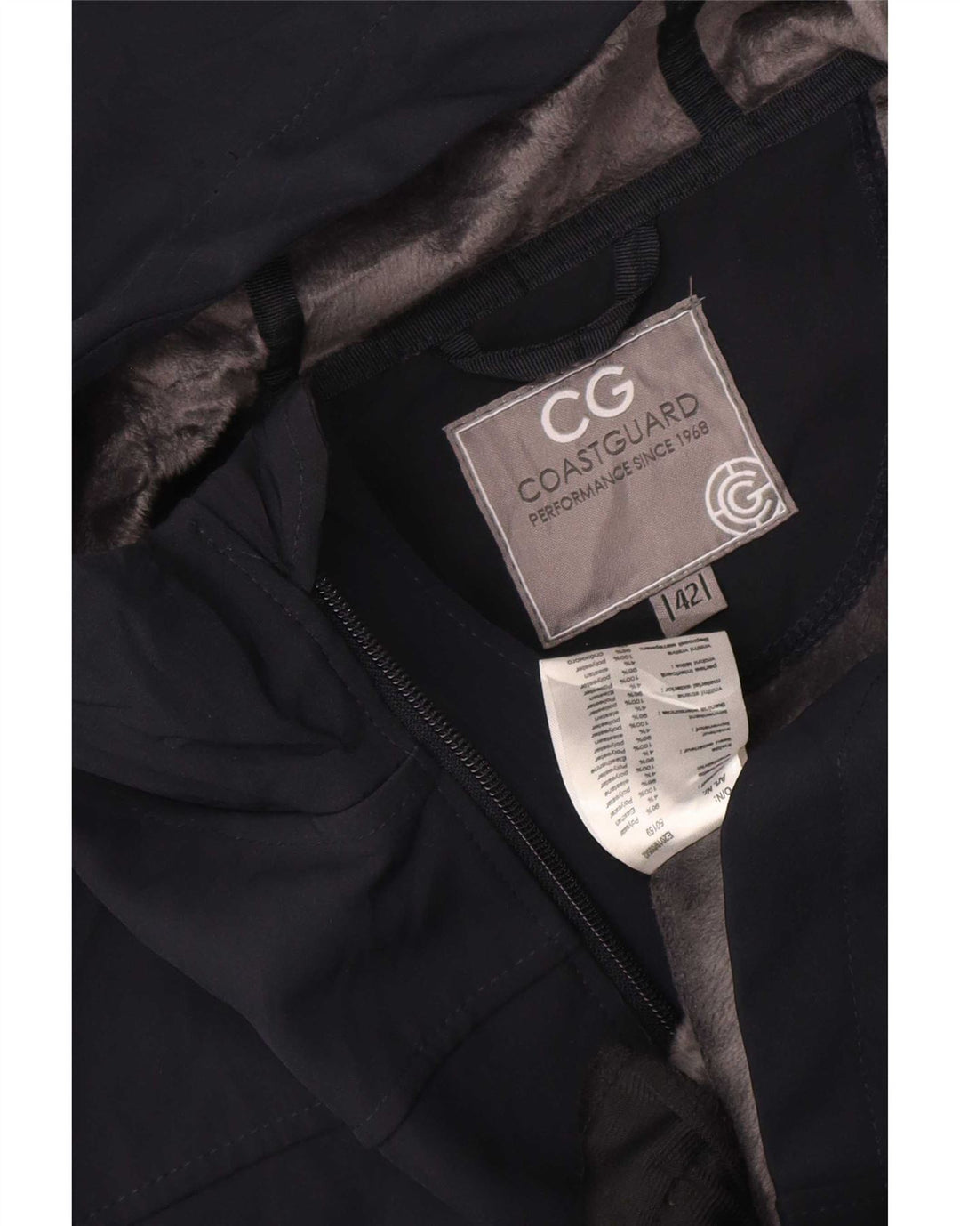 Coast Guard Damen-Windbreaker-Mantel mit Kapuze, Größe 42, mittleres Marineblau