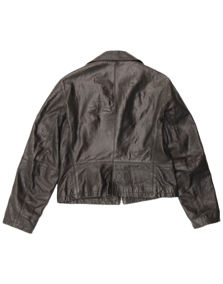 Vintage Damen Lederjacke IT 48 XL Schwarz