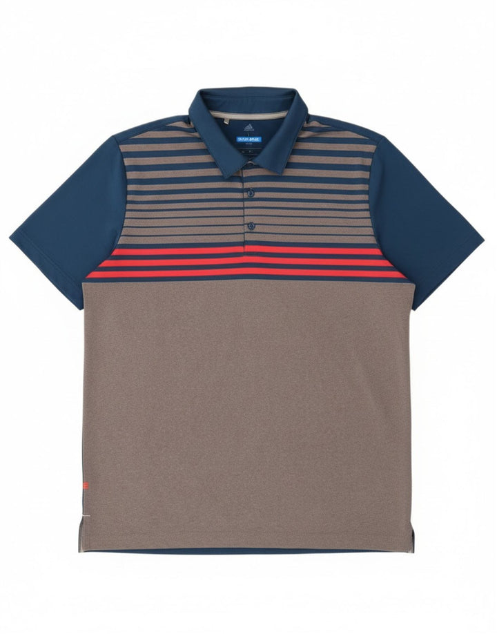 Adidas Herren-Poloshirt, großes graues Colourblock-Polyester