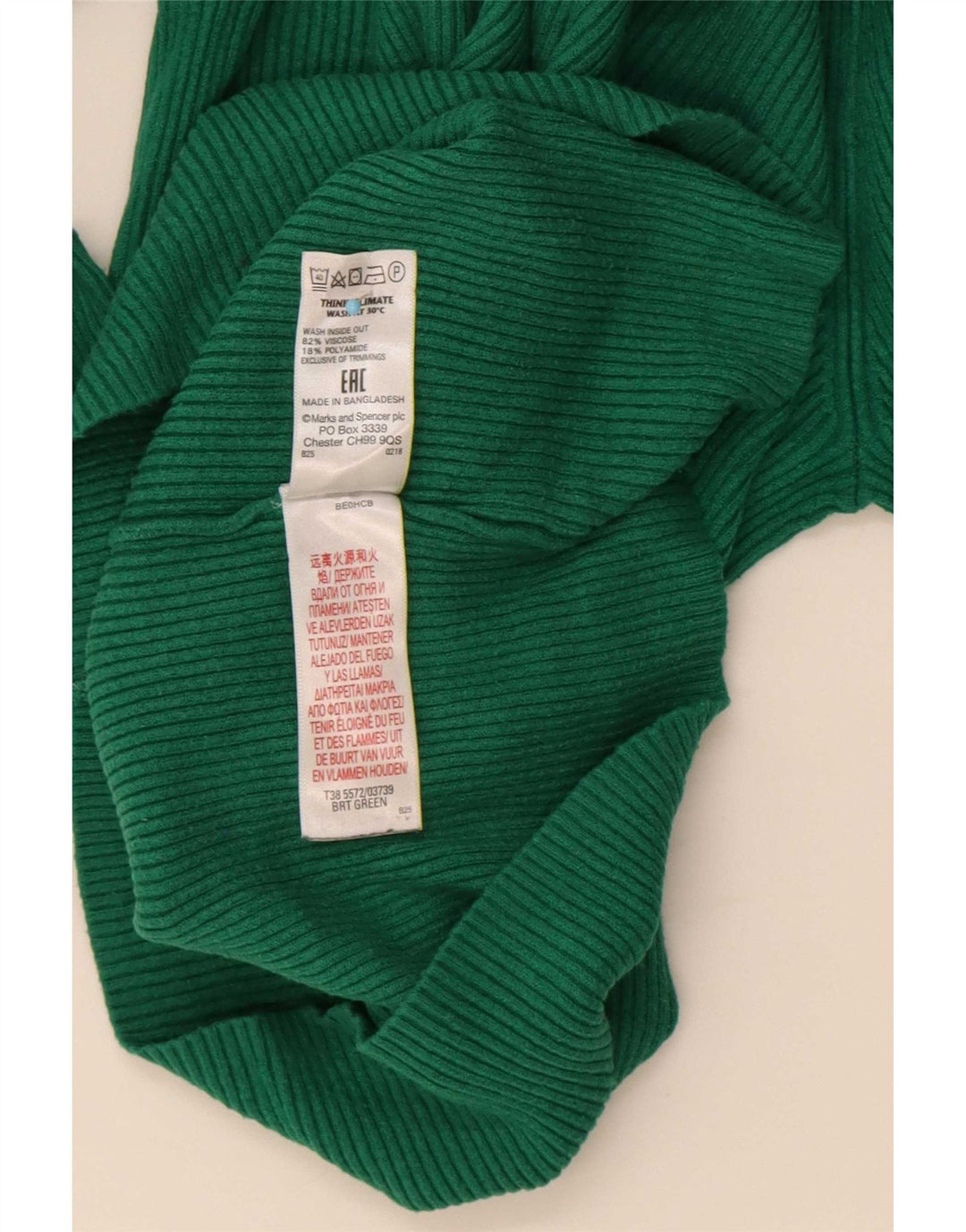 Marks & Spencer Damen-Pullover mit Rollkragen, Gr. 10, Größe S, grüne Viskose