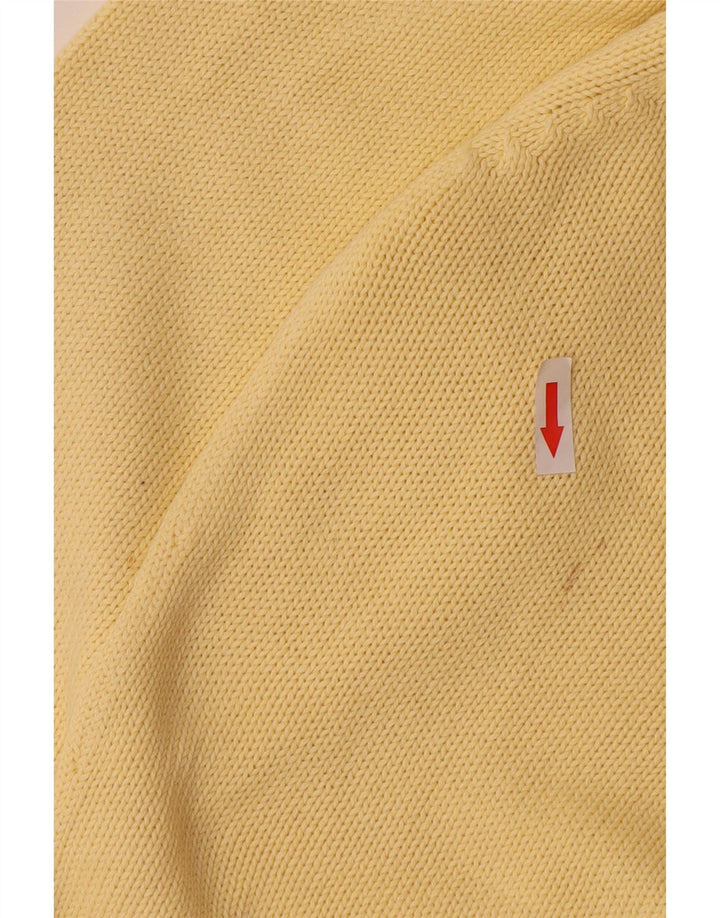 Zara Herren-Pullover mit V-Ausschnitt, groß, gelbe Baumwolle