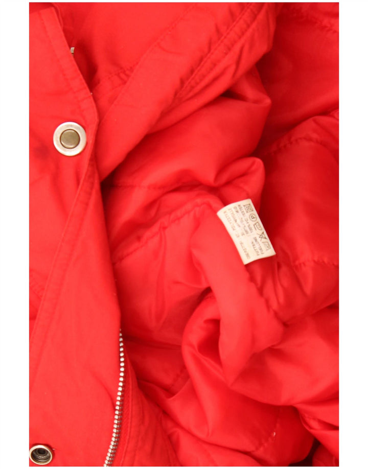 Vintage Damen Gepolsterter Mantel UK 22 3XL Rot Polyester