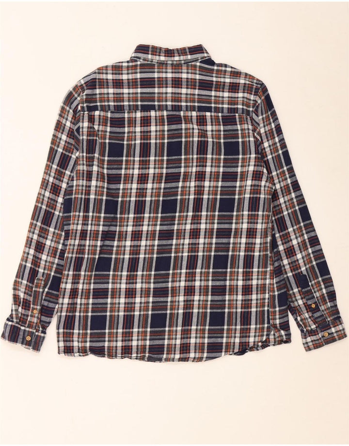 Max&Co. Herren-Flanellhemd, groß, marineblau, kariert, Baumwolle
