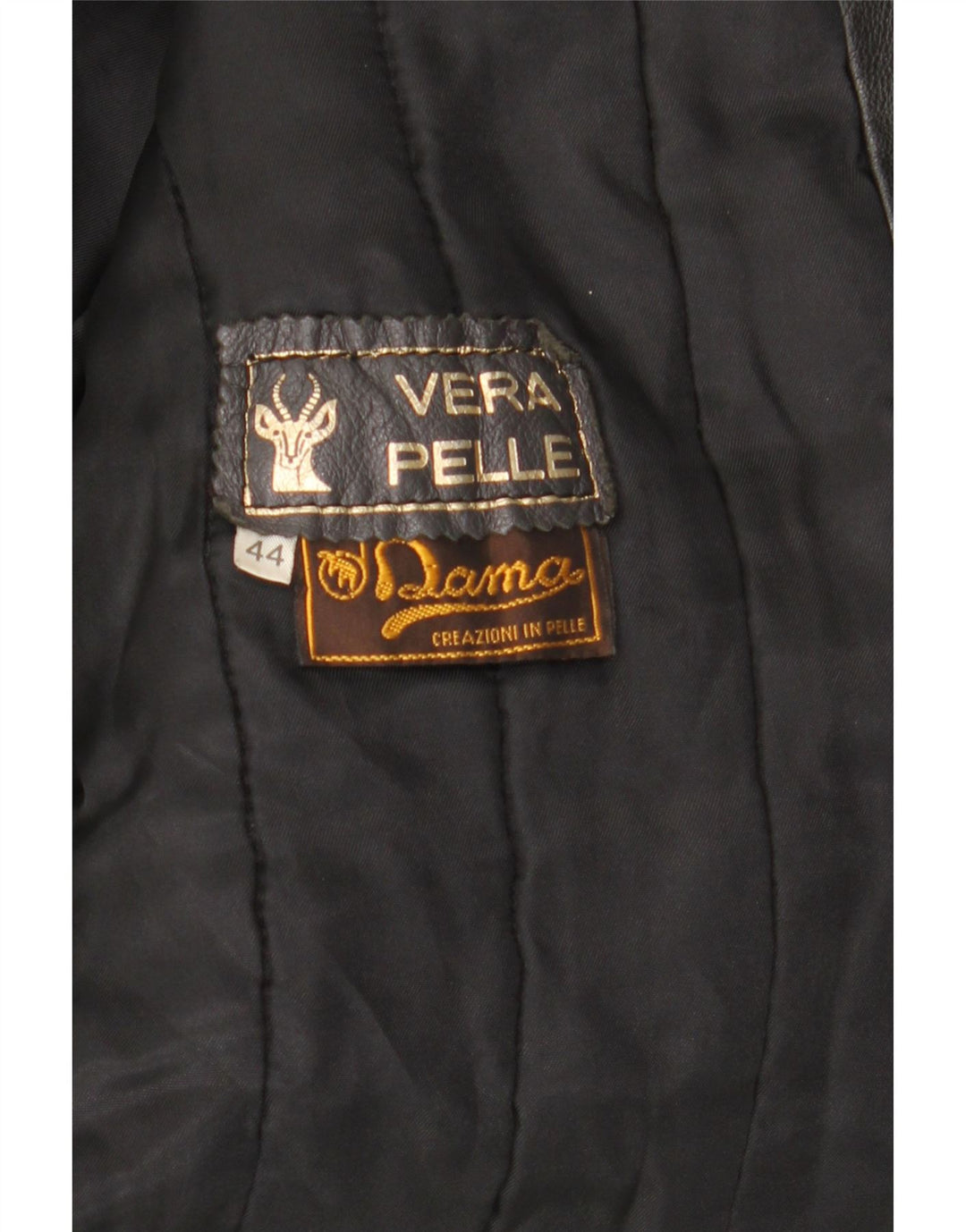Dama Damen Lederjacke IT 44 Mittelschwarzes Colourblock-Leder
