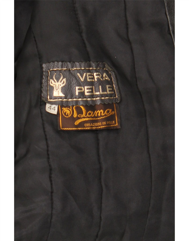 Dama Damen Lederjacke IT 44 Mittelschwarzes Colourblock-Leder