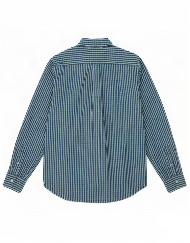 Dockers Herrenhemd, großes, blaues Gingham-Baumwollhemd