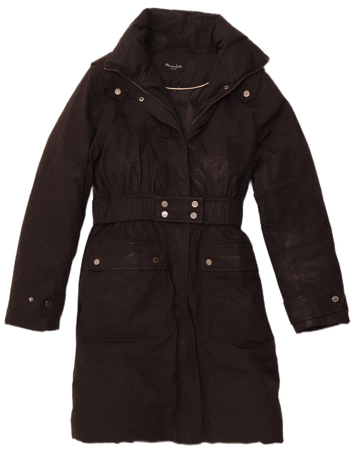 MASSIMO DUTTI Damen Wattierter Mantel UK 18 XL Schwarz Polyester Winter