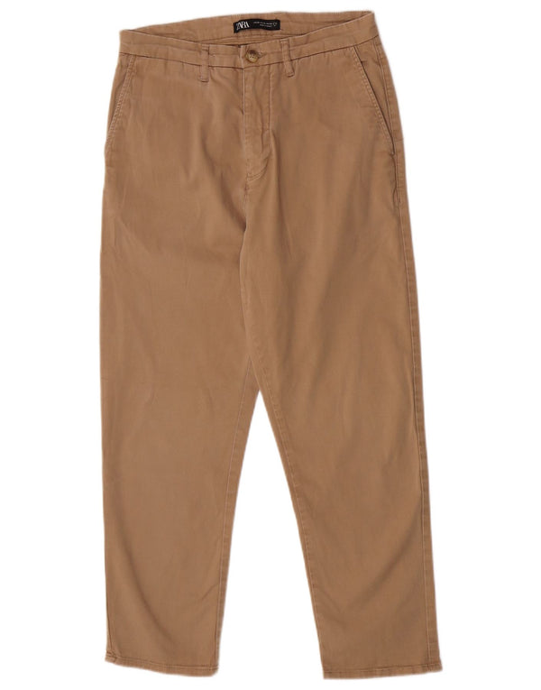 Zara Herren Tapered Short Hose EU 38 Small W30 L25 Beige Baumwolle