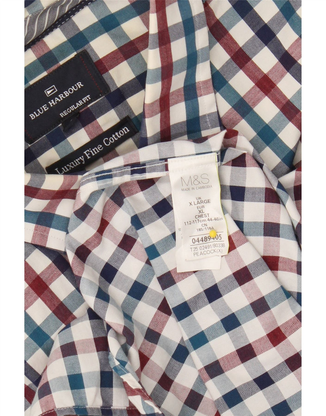 Marks & Spencer Herren Blue Harbor Hemd XL Mehrfarbig Gingham