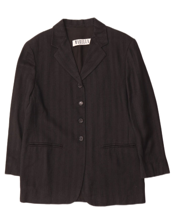 Marella Damen 4-Knopf-2-teiliges Rockset UK 10 Small W26 Schwarz gestreift