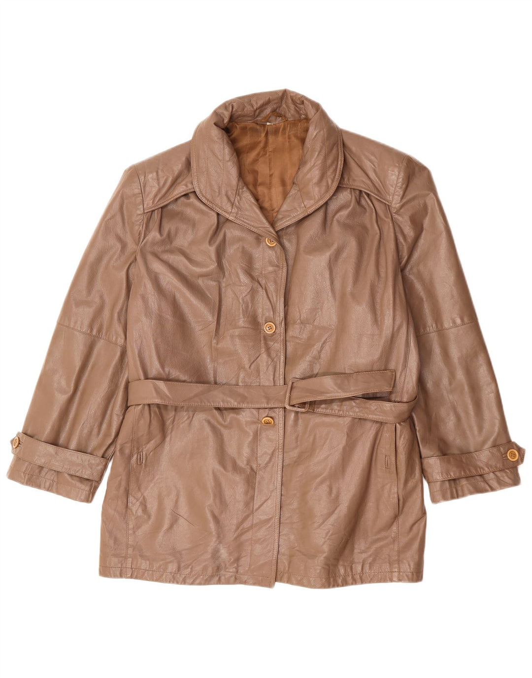 Vintage Damen Übergroße Lederjacke IT 52 2XL Braun