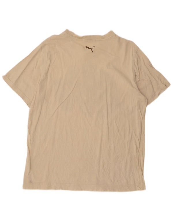 Puma Herren Grafik T-Shirt Top Large Beige
