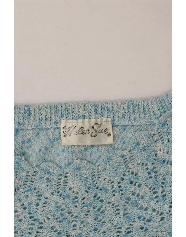 HELEN SUE Womens Crew Neck Jumper Sweater UK 14 Medium Blue Flecked Vintage Helen Sue and Second-Hand Helen Sue from Messina Hembry 