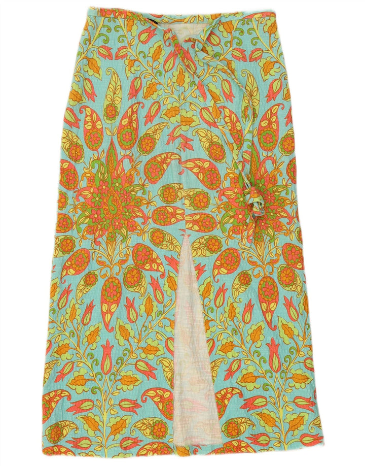 Zara Damen Midirock Medium W28 Blau Paisley