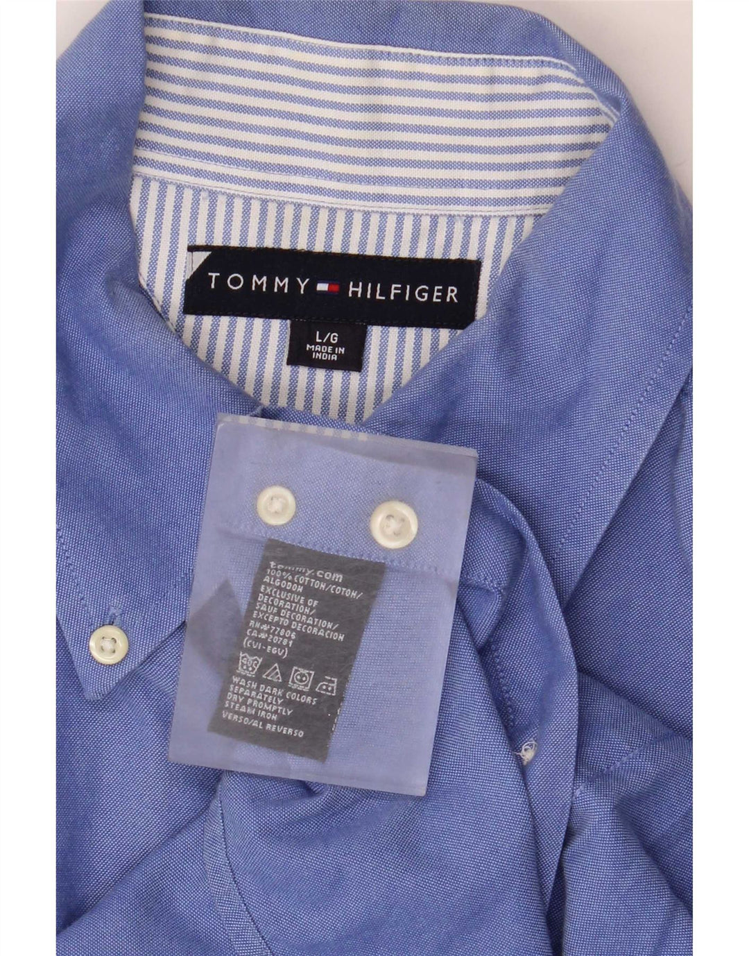 Tommy Hilfiger Herrenhemd, große blaue Baumwolle