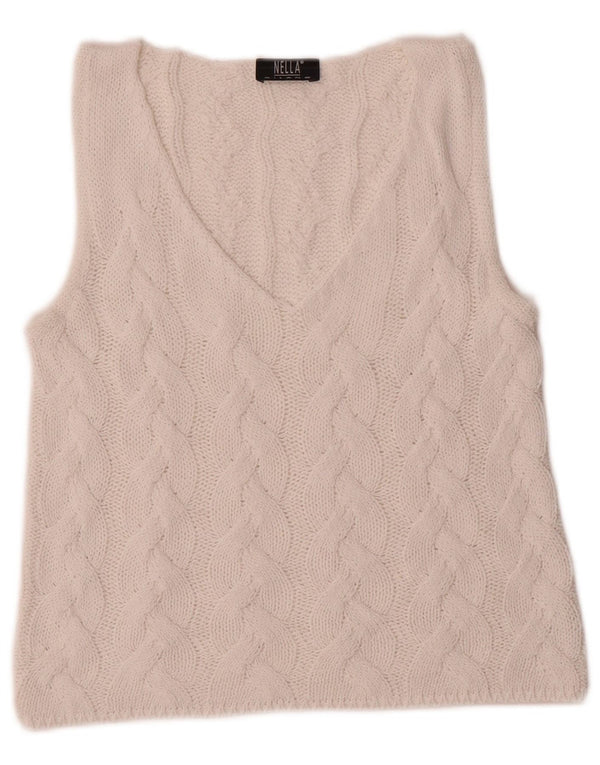 Vintage Damen Crop Weste Tank Top IT 40 Kleine weiße Viskose