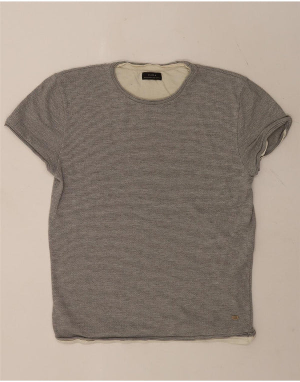 Zara Herren T-Shirt Top XL Grau Colourblock