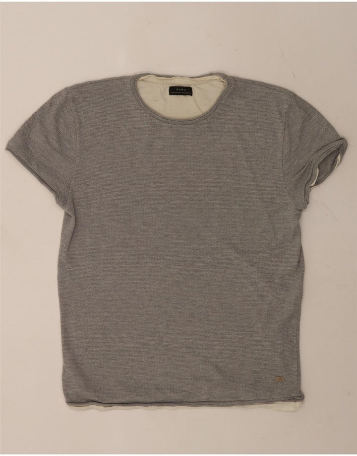 Zara Herren T-Shirt Top XL Grau Colourblock