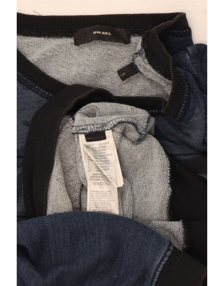 Diesel Herren-Sweatshirt mit Grafik, Größe S, marineblau, Blockfarben-Baumwolle