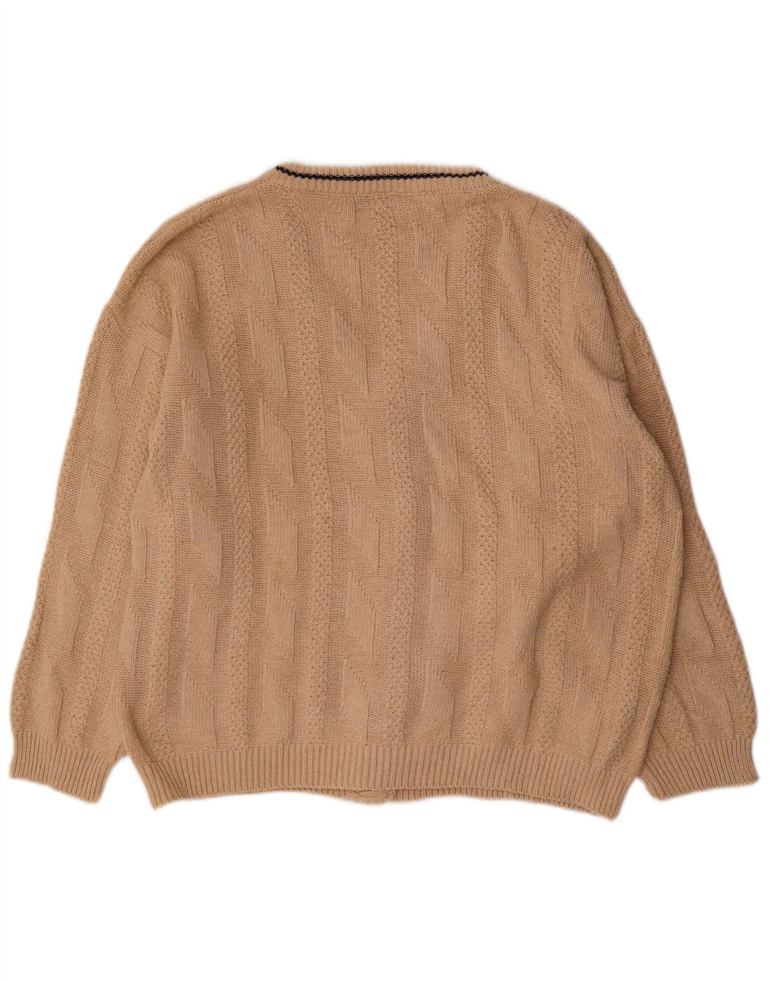 VINTAGE Herren Cardigan Pullover Große Beige Baumwolle