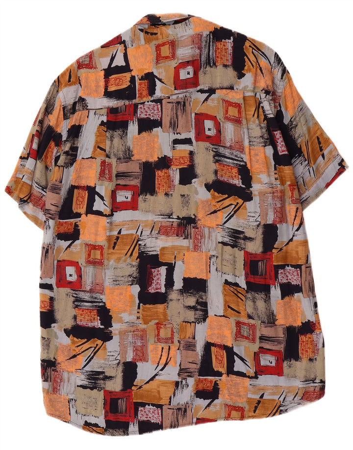 Vintage Herren Kurzarmhemd Medium Mehrfarbig Patchwork Viskose