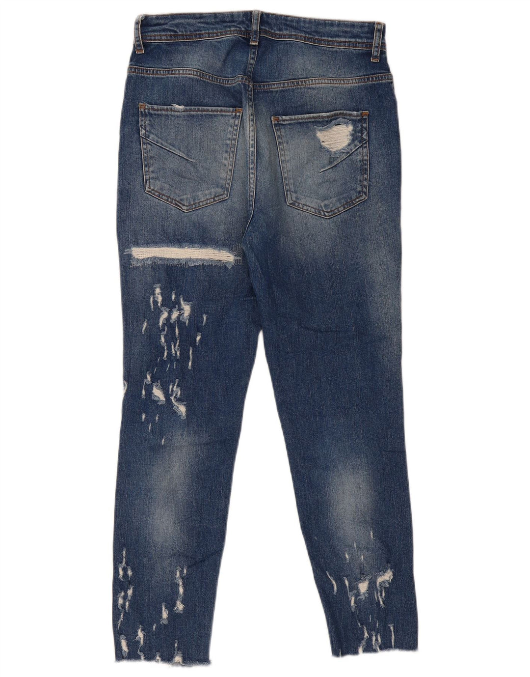 ZARA Herren-Jeans im Used-Look, kurz geschnitten, EU 38, Größe S, W30, L26, Blau, Baumwolle
