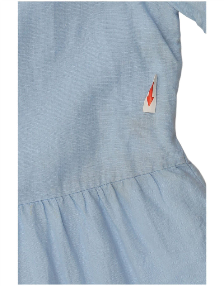 Zara Damen-Stufenkleid UK 14 Mittelblaues Leinen