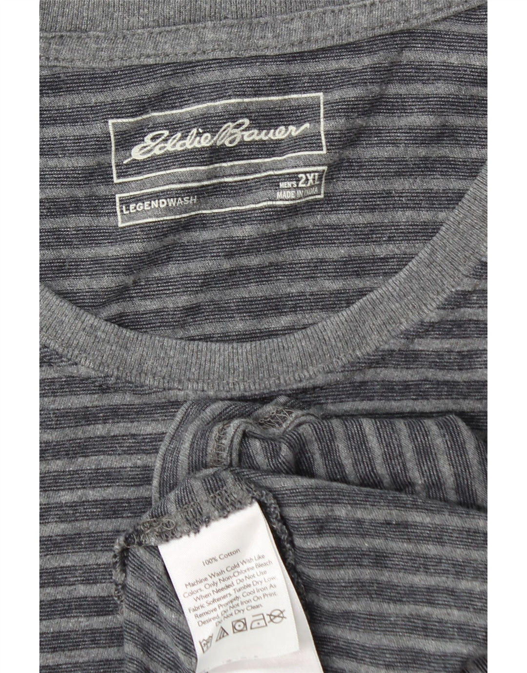 EDDIE BAUER Herren T-Shirt Top 2XL Grau gestreift Baumwolle