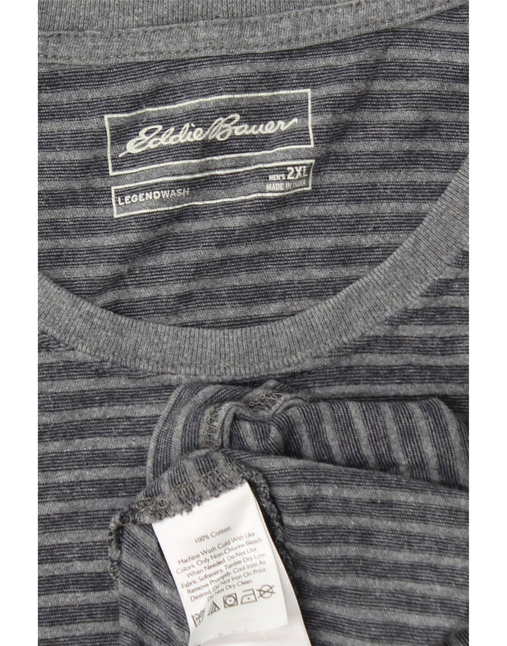 EDDIE BAUER Herren T-Shirt Top 2XL Grau gestreift Baumwolle